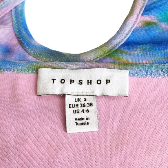 Topshop Criss cross back Abstract Floral Summer Boho Top Halter Cropped Tank - Picture 9 of 13